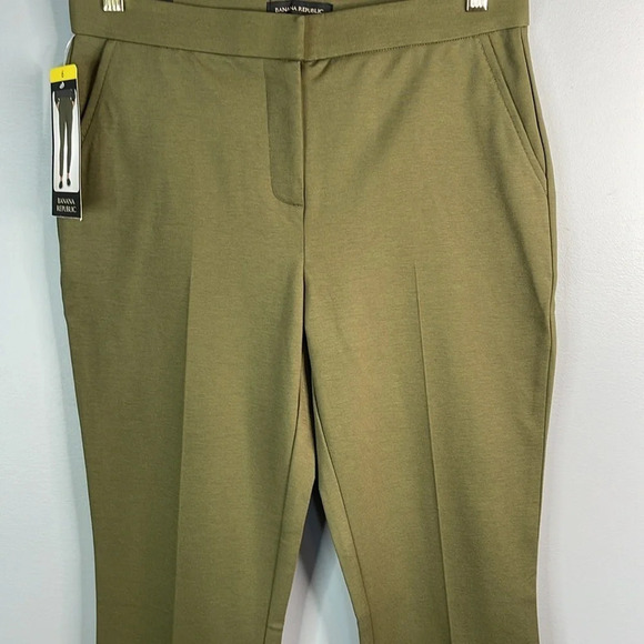 BANANA REPUBLIC NWT Dark Olive Green Mid Rise Straight Leg Pants Stretch Size 6 - Picture 3 of 12